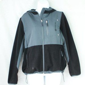 Free Country Zip Up Fleece Jacket/Coat Black Gray